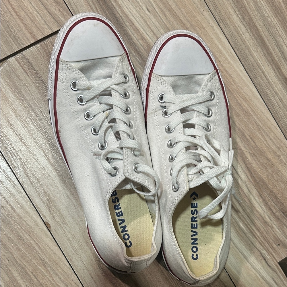 Converse White and Red Low-Top Sneakers